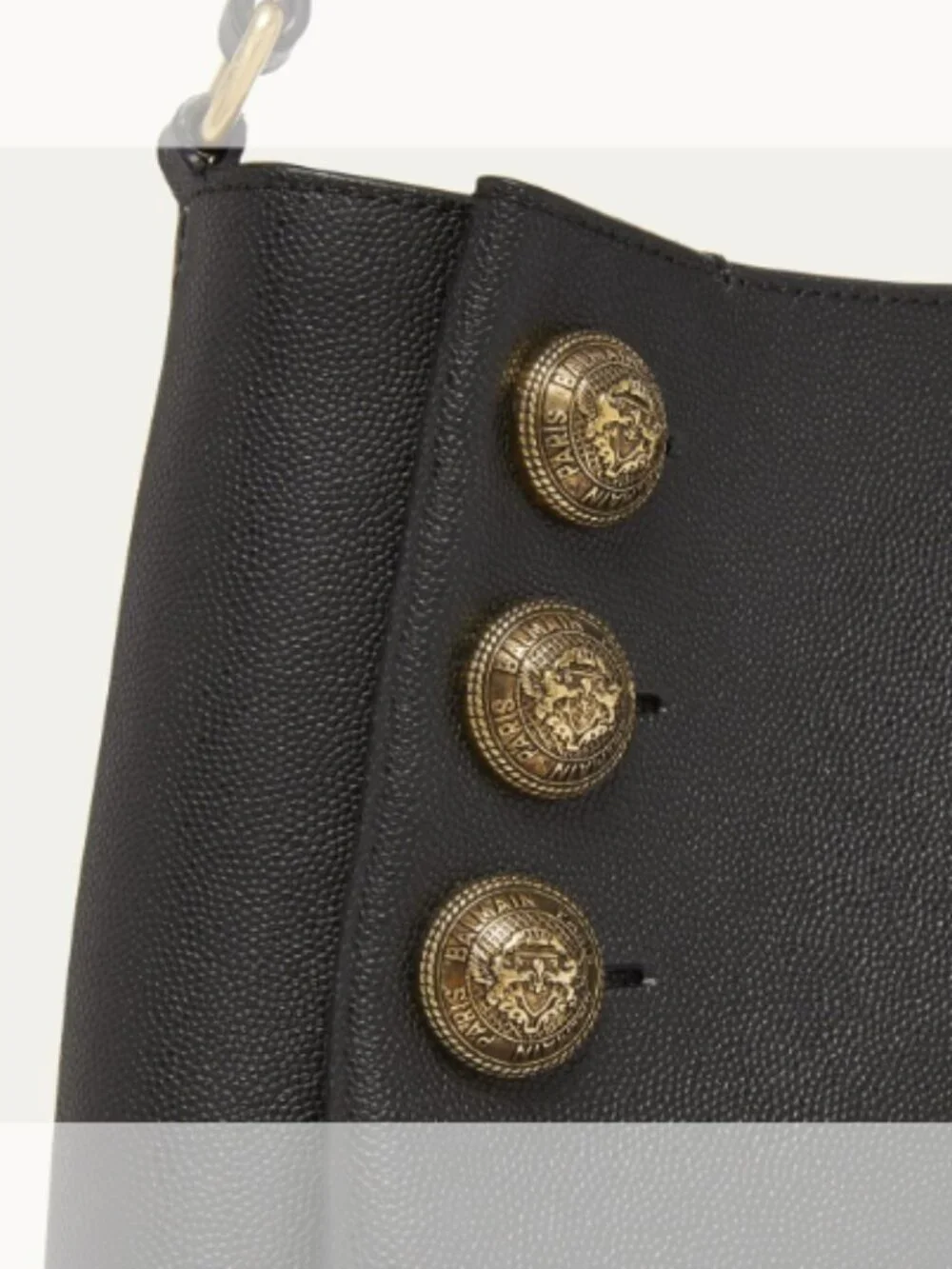 Balmain NWT Embleme Shoulder Bag in Grained Leather (ORIG. $1195) BLACK